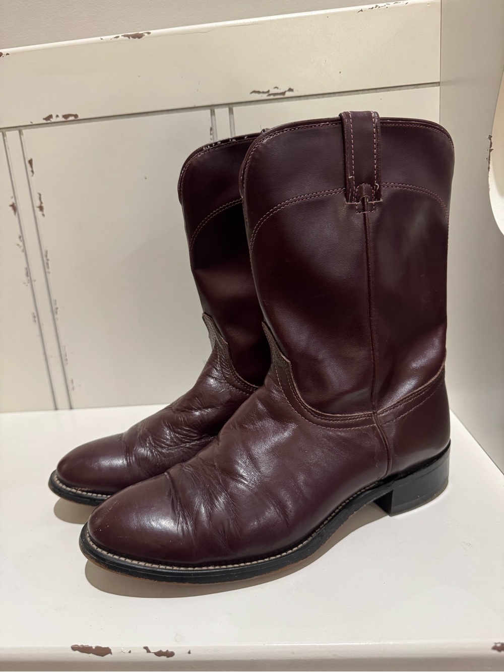 Vintage Laredo Men's Burgundy Leather Roper Cowboy Boots Size 9.5D Style 7937